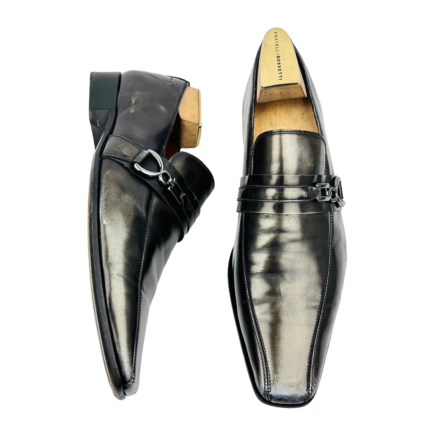 Democrata Men's Black Leather Loafers (Size 44)