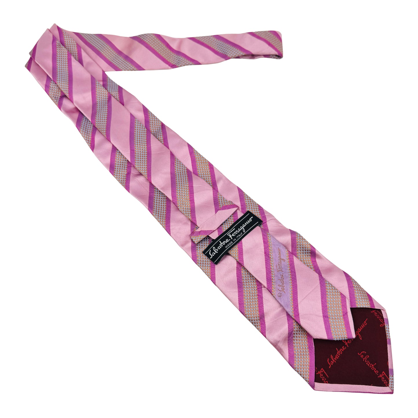 Salvatore Ferragamo Light Pink 'Diagonal Stripes' Tie (Size Regular)
