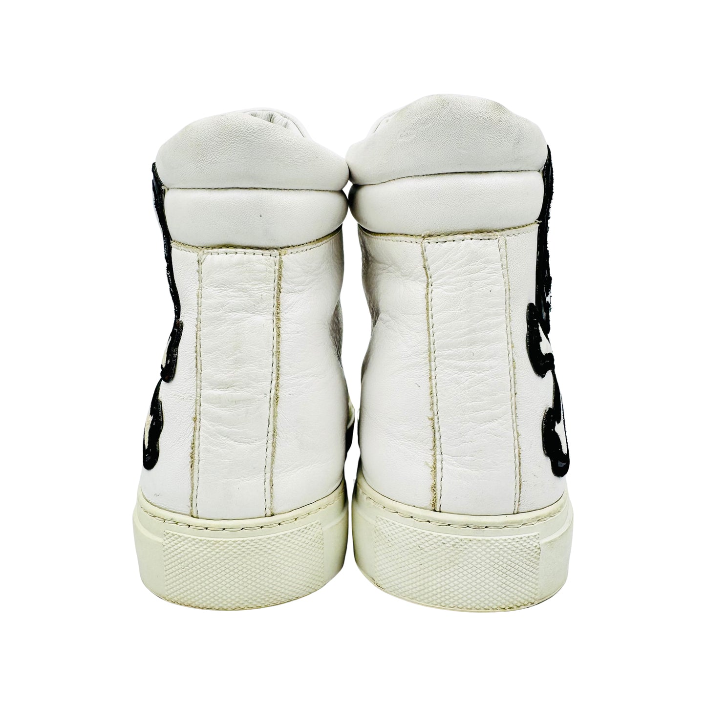 Philipp Plein High-Top Black Skull White Sneakers (Size 41)