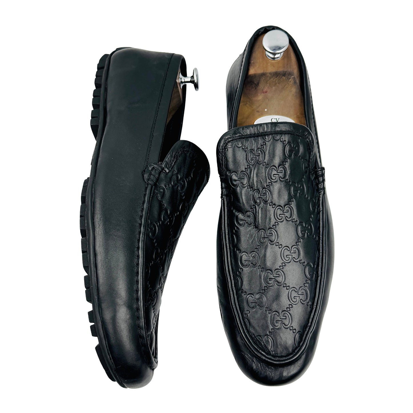 Gucci Black Guccissima Leather Driving Loafers (Size 45/45.5)