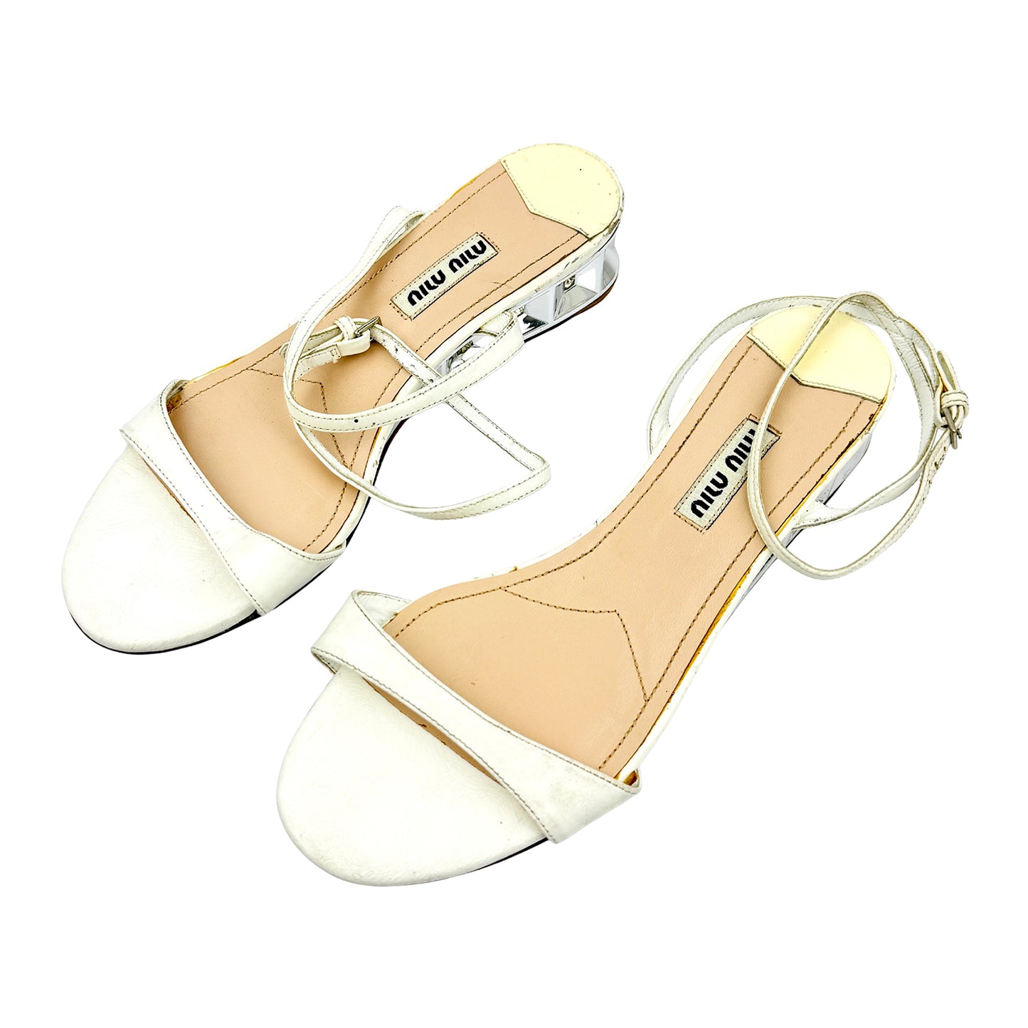 Miu Miu Women's White Leather Sandals (Size 37)