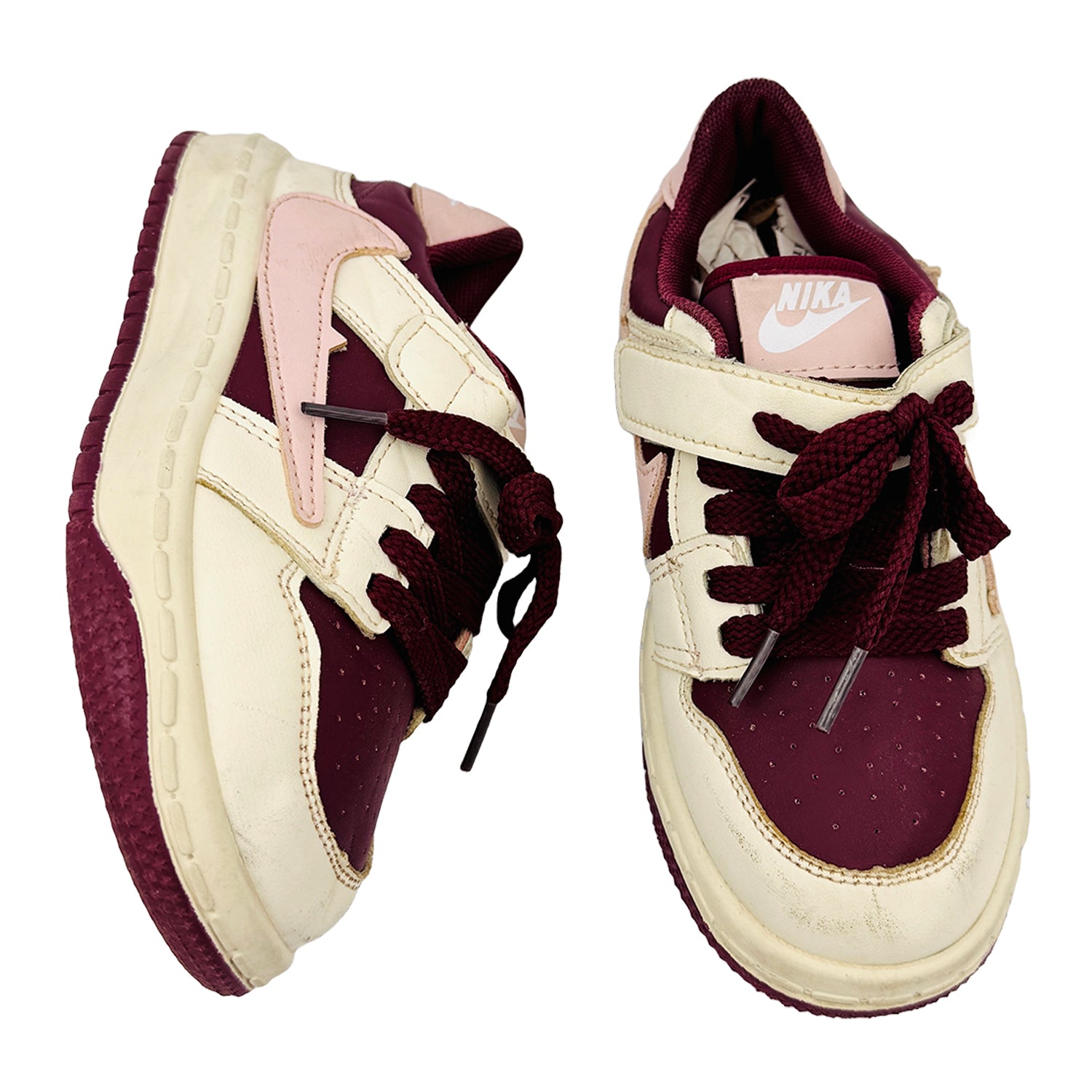 One Front One Cross image of Nike Kid's Off-White Fashion Sneakers (Size 30)