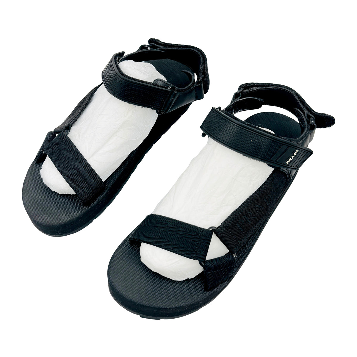 Prada Black Woven Canvas Nomad Sandals (Size 41)