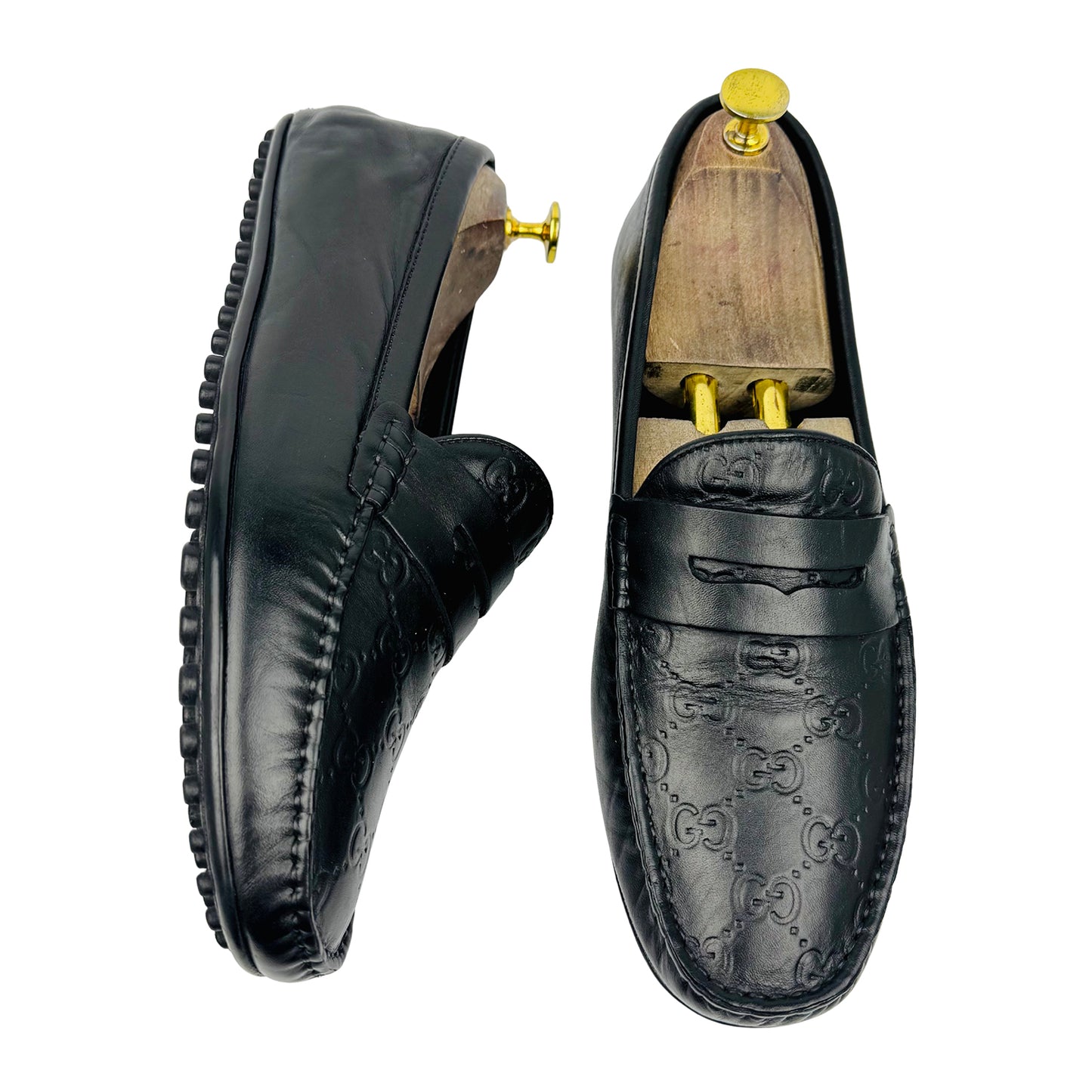 Gucci Men's GG Monogram Black Leather Loafer (Size 43/43.5)
