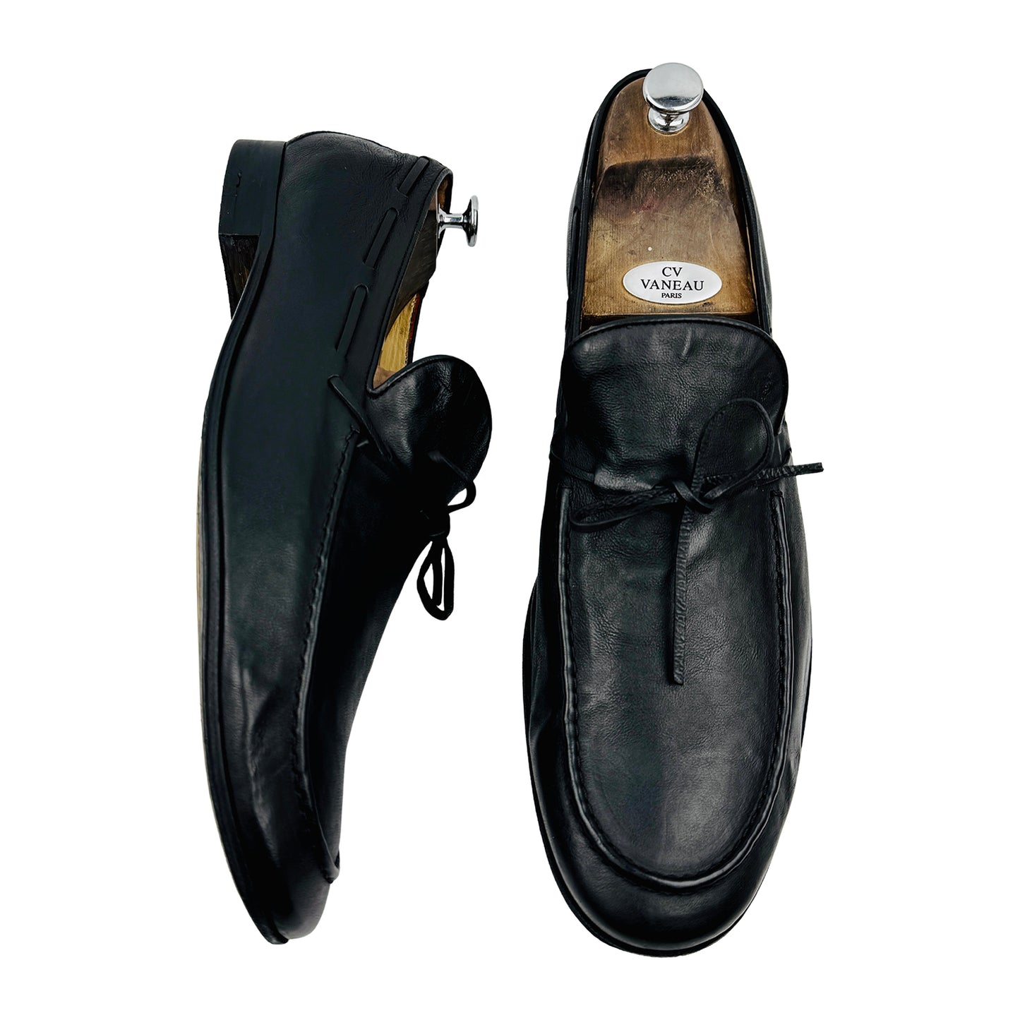 Tod's Men's Black Leather Tie Loafers (Size 45)