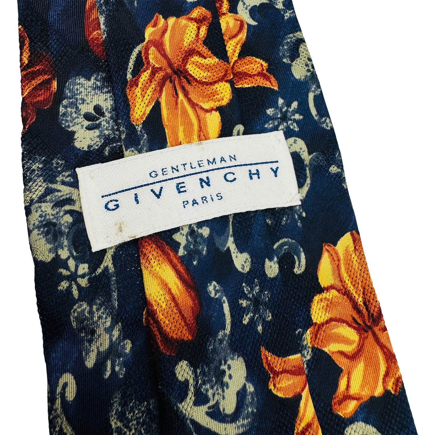 Givenchy Dark Navy 'Floral Pattern' Tie (Size Regular)