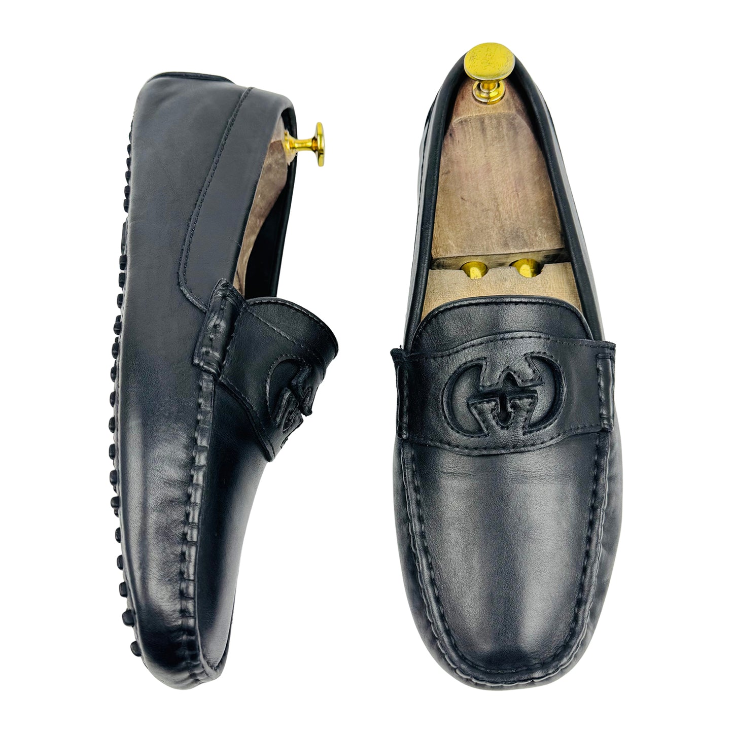 Gucci Men's Black Leather Interlocking G Loafers (Size 41.5)