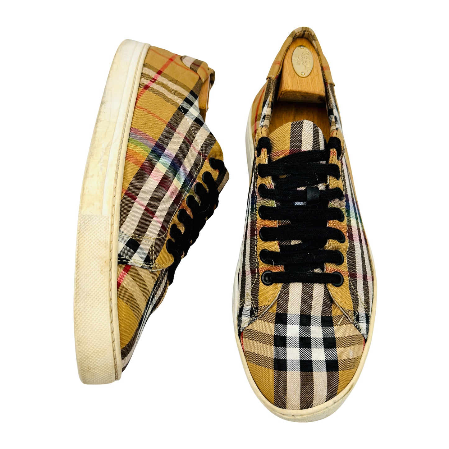 Burberry Rainbow Check Canvas Low-Top Sneakers (Size 43/43.5)