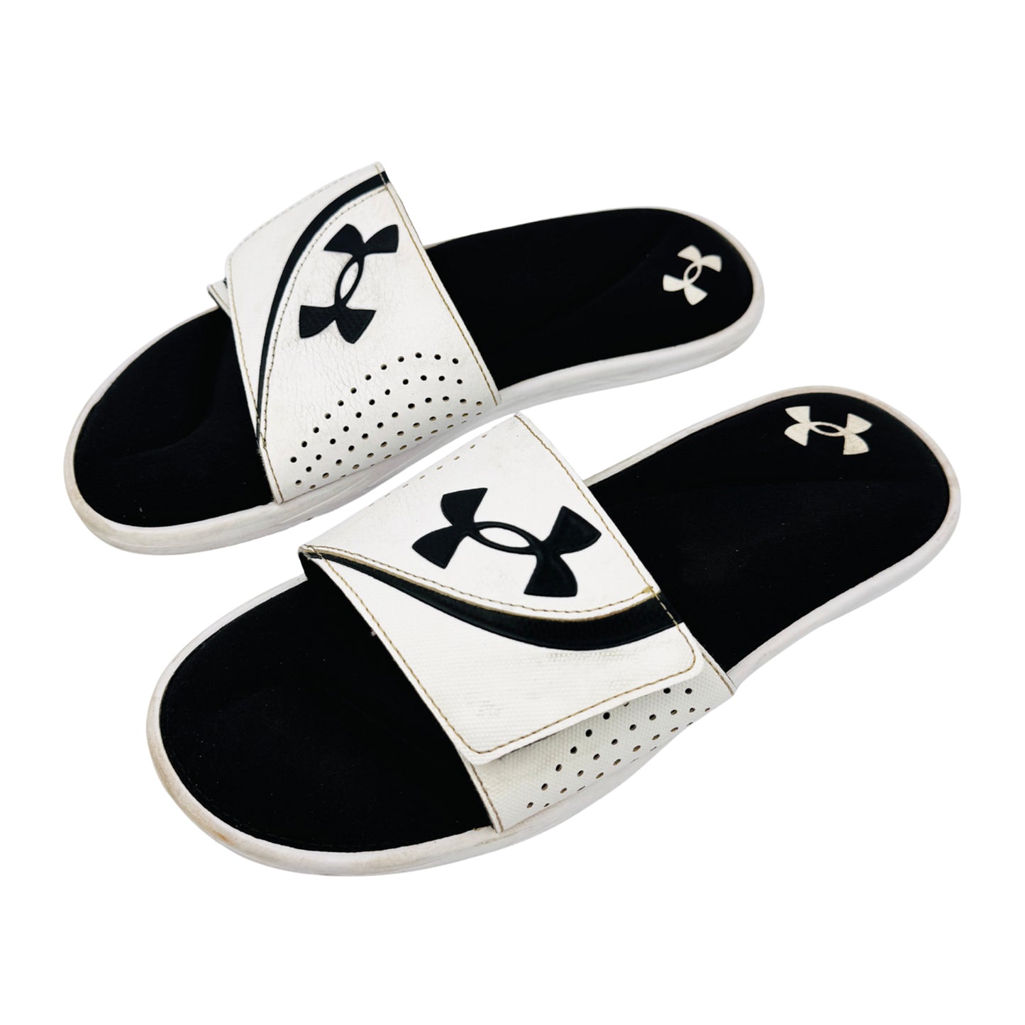 Left Side image of Under Armour Ignite VI White Slides (Size 42/42.5) - 3022711-100
