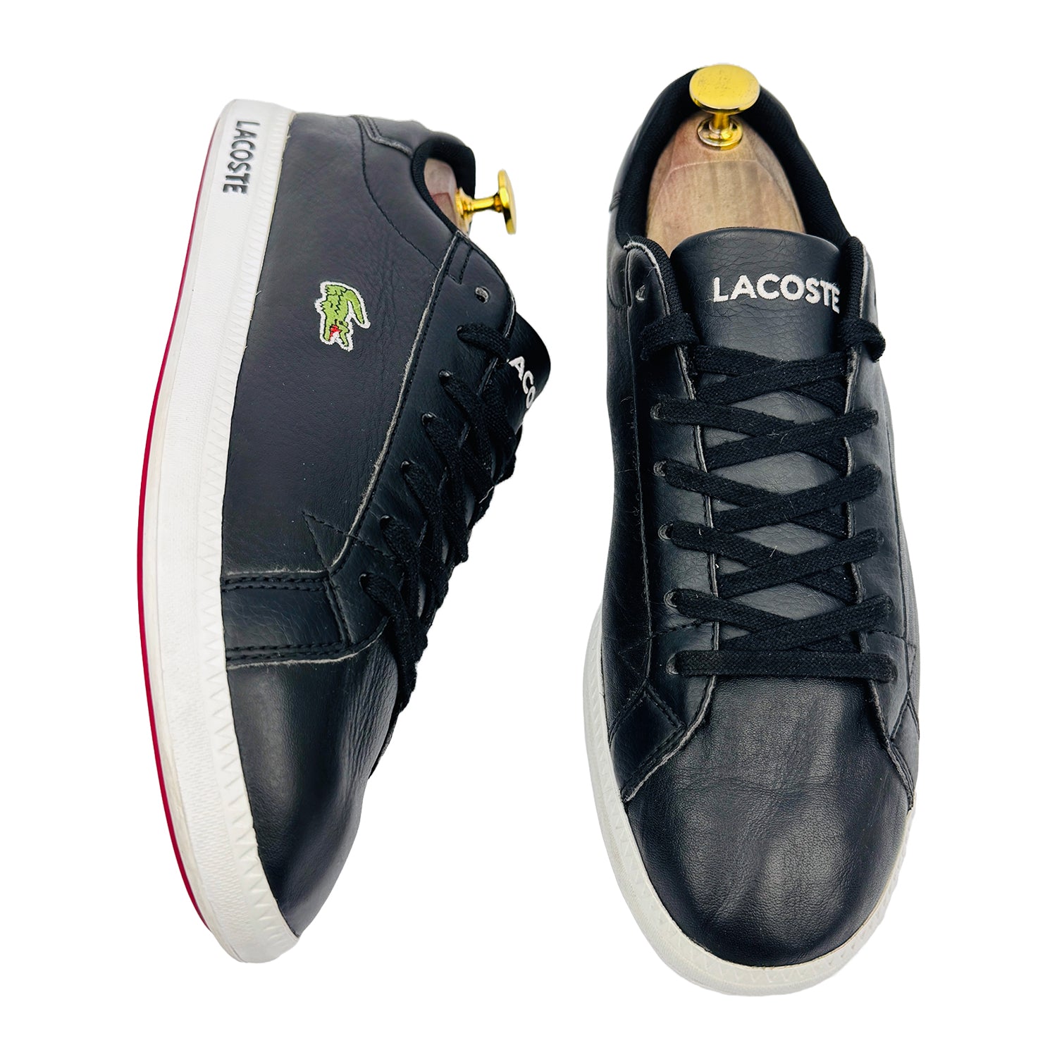 One Front One Cross image of Lacoste Men's Black and White Graduate Sneakers (Size 42) - 7-31SPM009602