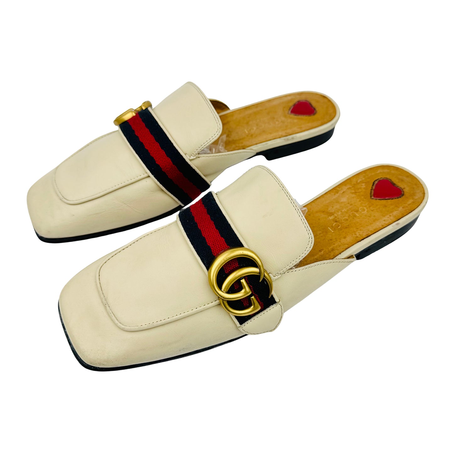 Gucci Princetown Off-White Leather Mules (Size 36)