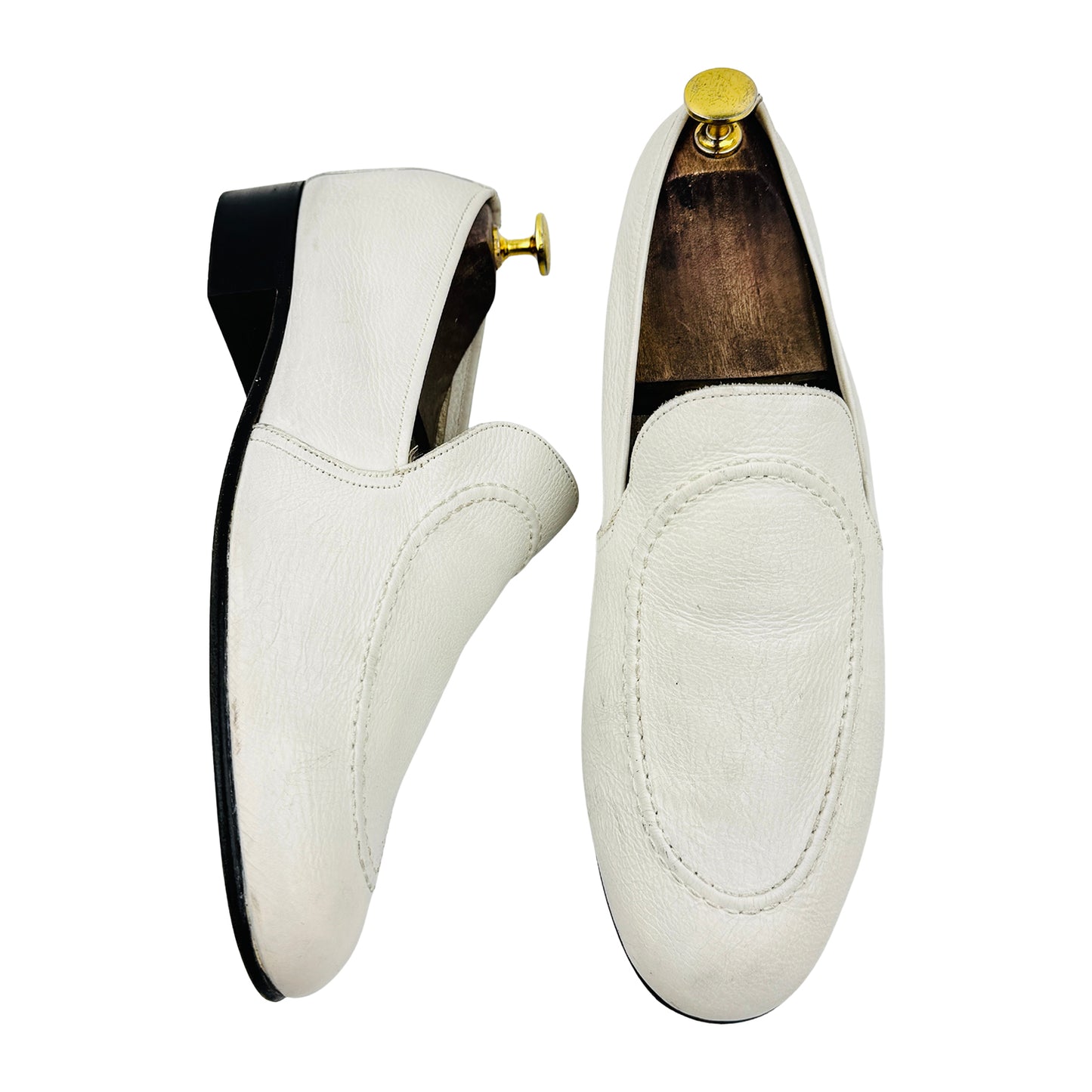 Bally Men's White Textured Leather Loafers (Size 42)