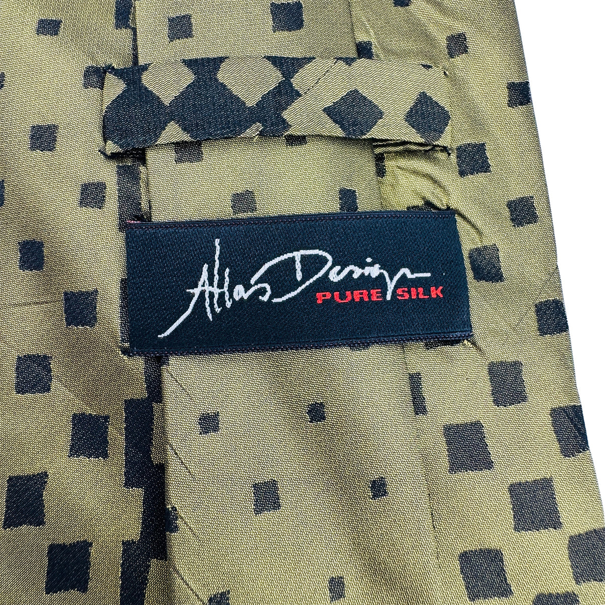 Atlas Design Mustard Yellow Checkerboard Pattern Tie (Size Regular)