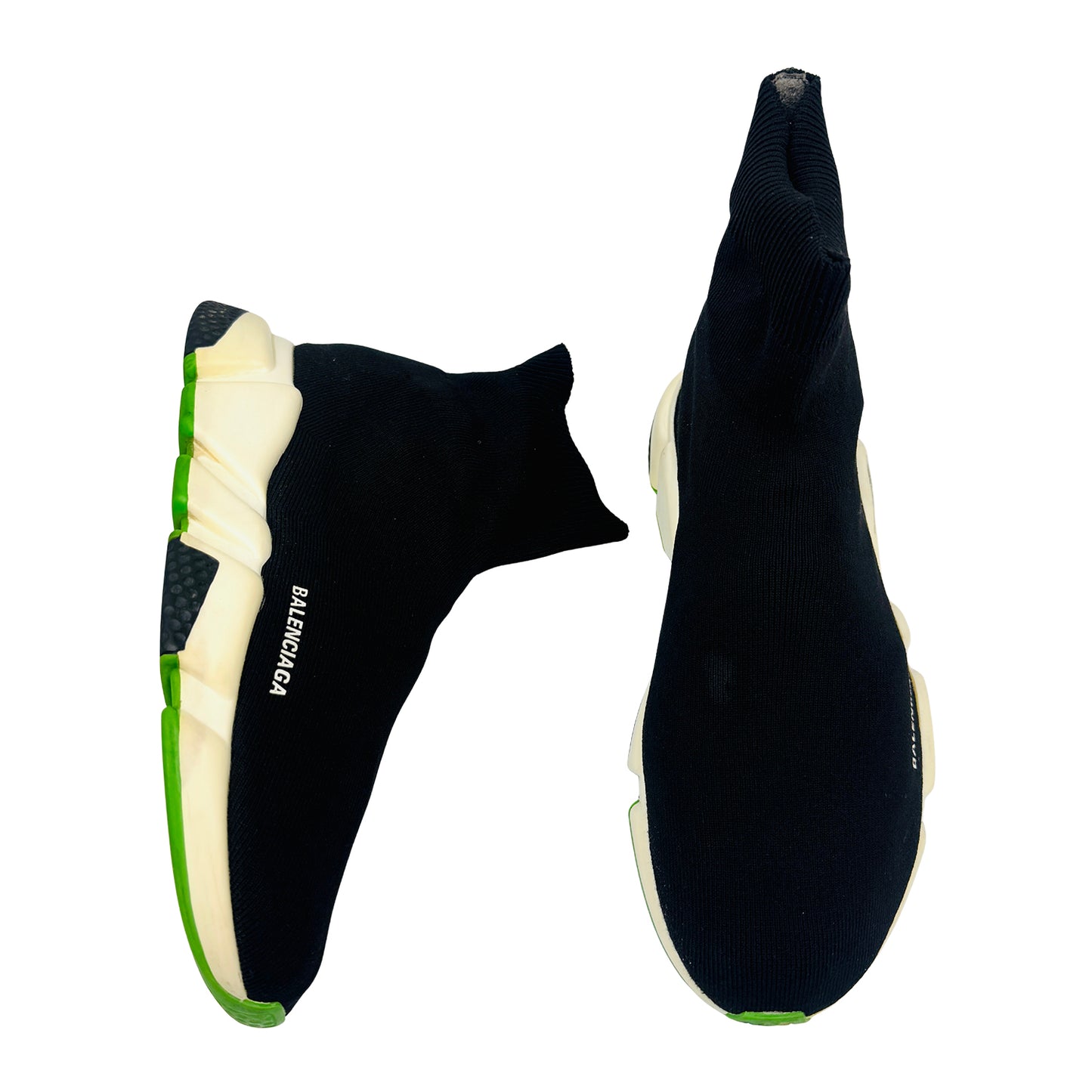 Balenciaga Speed Trainer 'Black White Neon Green' Shoes (Size 43)