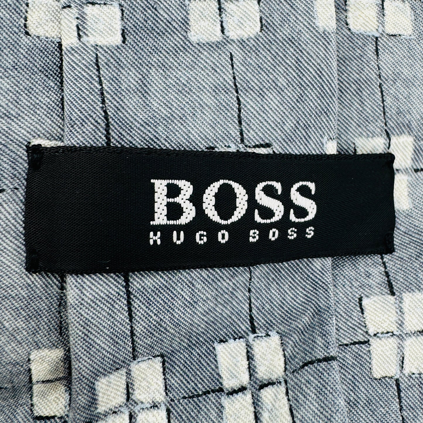 Hugo Boss Grey 'Geometric Cross Motif' Tie (Size Regular)