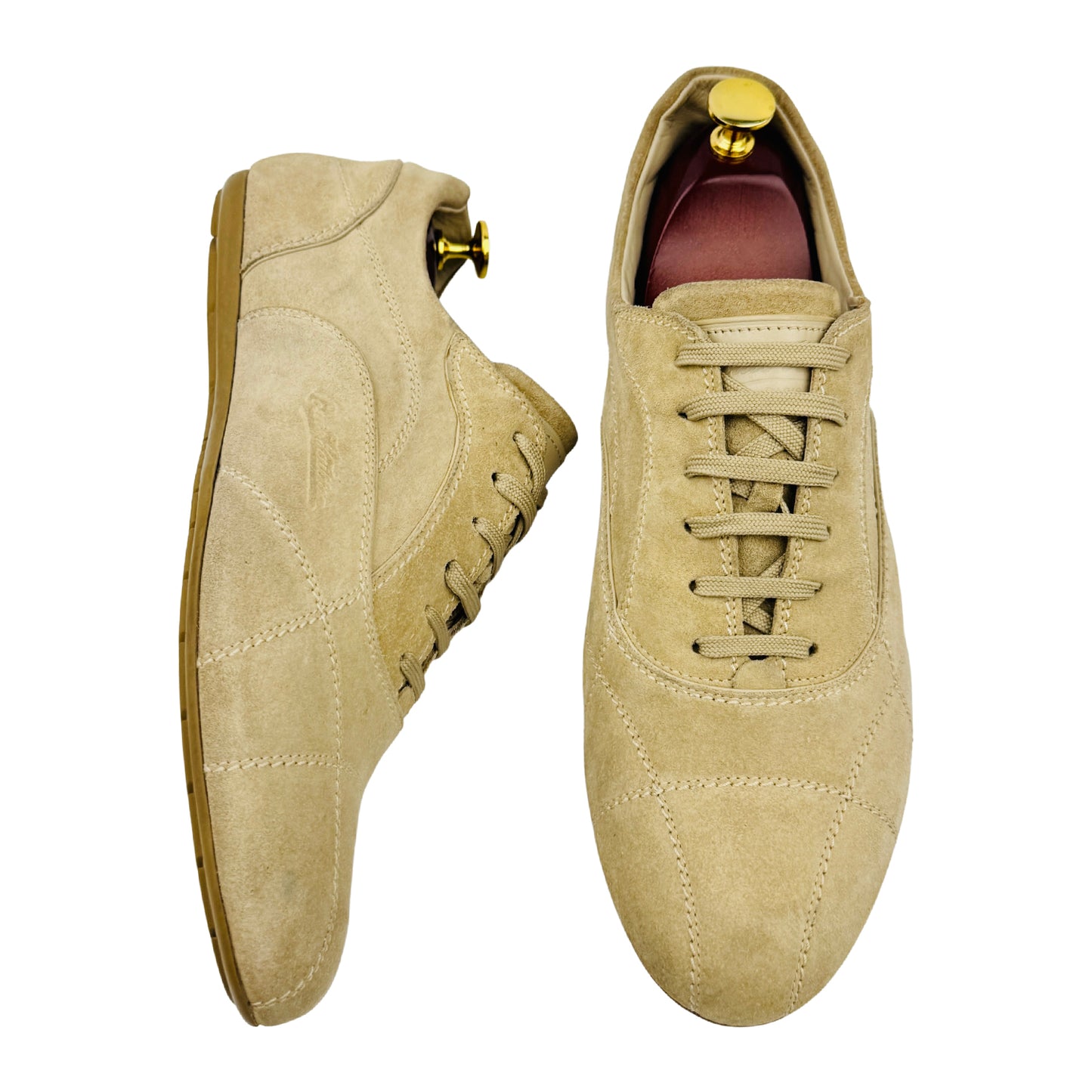 Louis Vuitton Beige Suede Leather Sneakers (Size 44)