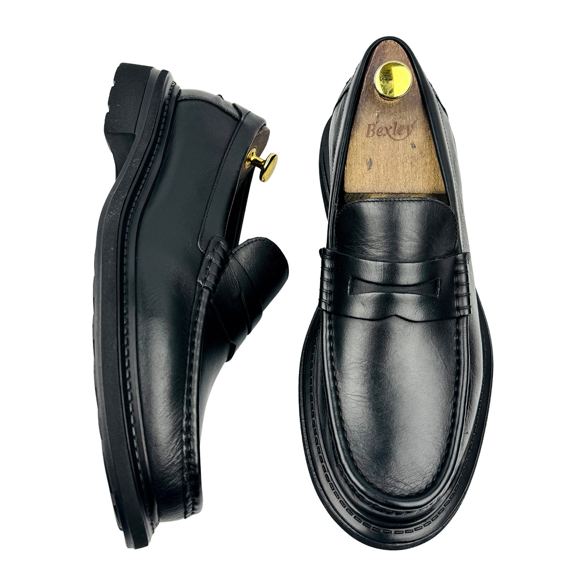 Marks & Spencer Men's Black Leather Loafers (Size 43)
