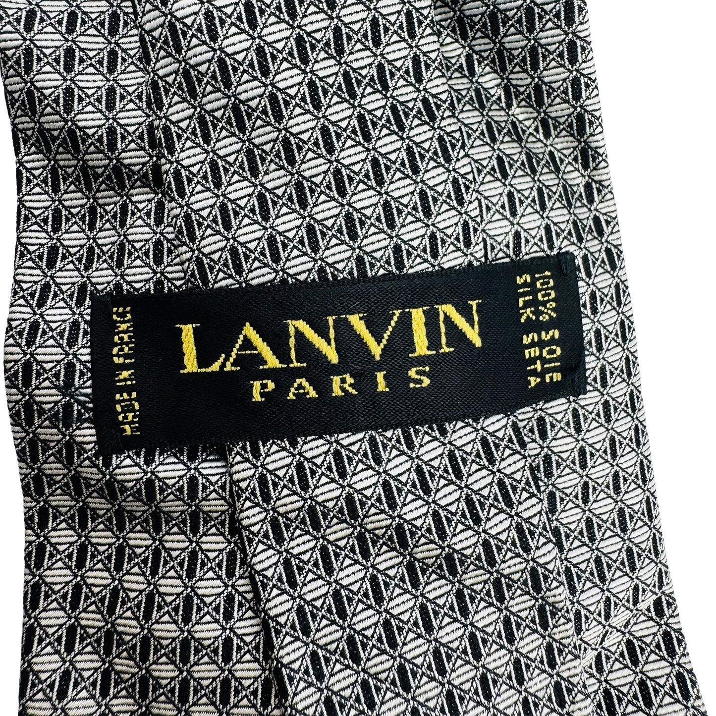 Lanvin Black 'Geometric Diamond Pattern' Silk Tie (Size Regular)