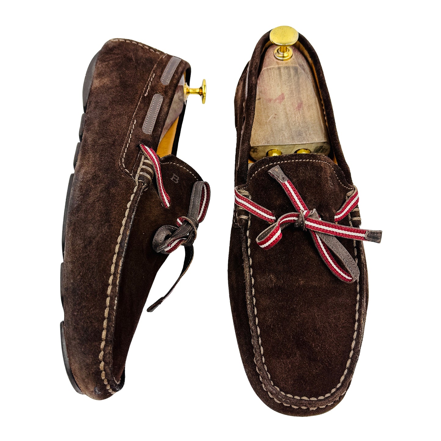 Bally Men's Striped Ribbon Suede Brown Loafers (Size 42.5)
