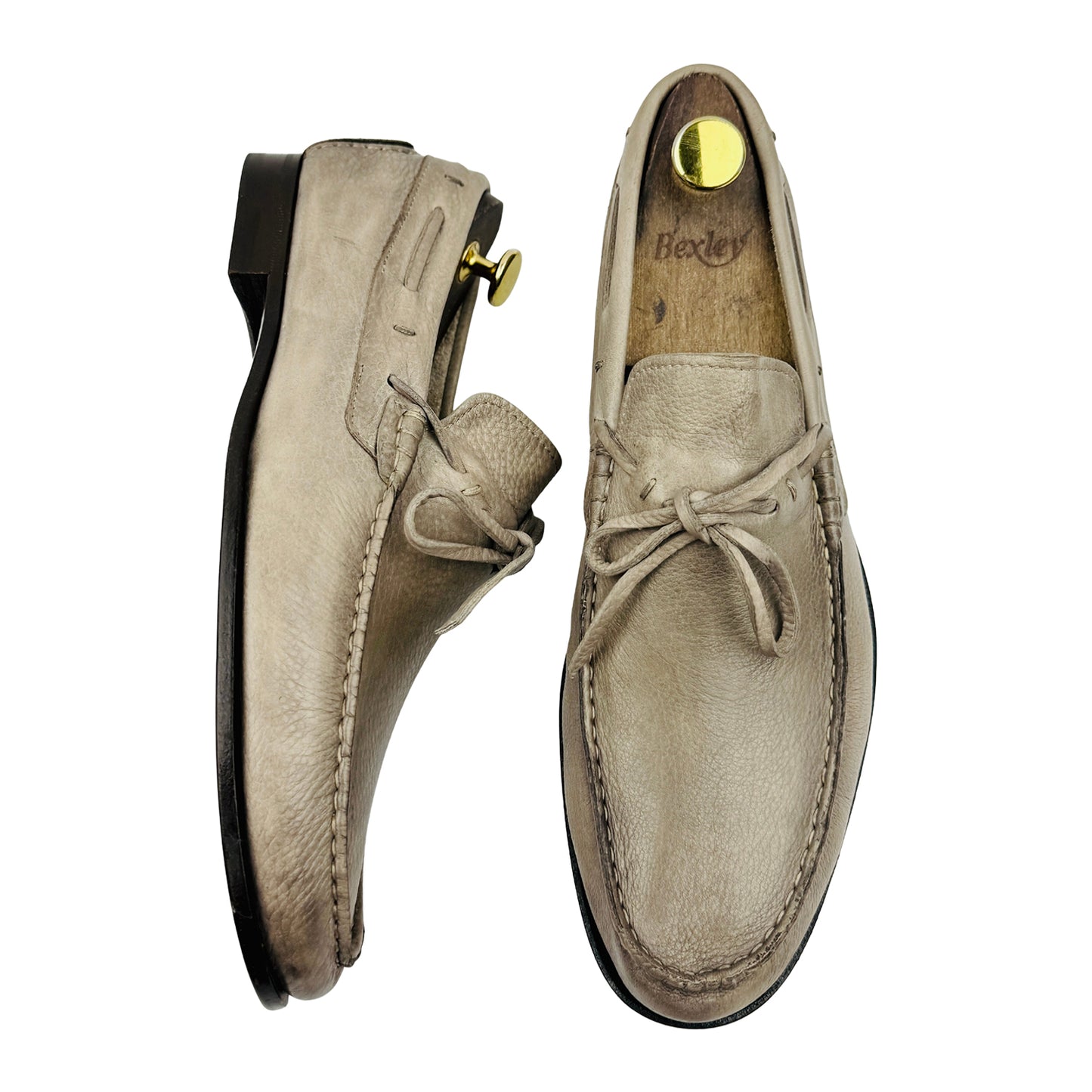 Santoni Men's Beige Leather Loafers (Size 42)
