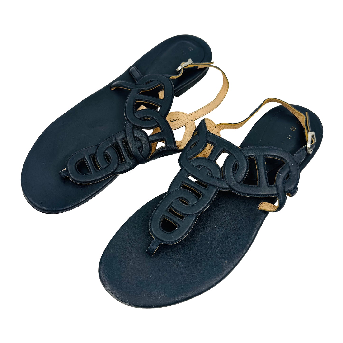 Unützer Women's 7725 Navy Flat Sandals (Size 40.5)