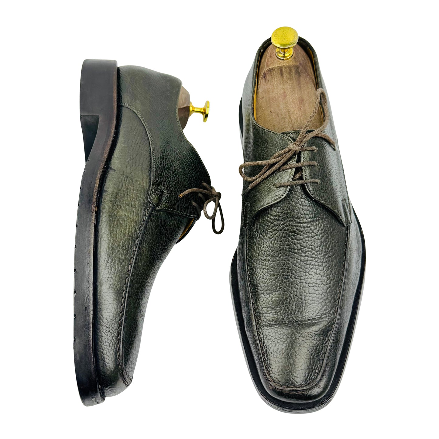 Bally Tames Dark Green Leather Derby Shoes (Size 42.5)