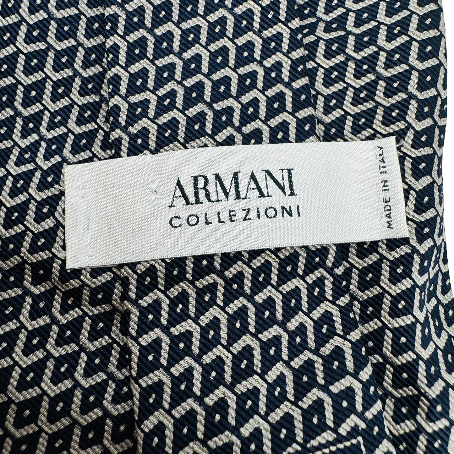 Armani Dark Navy 'Geometric Pattern' Tie (Size Regular)