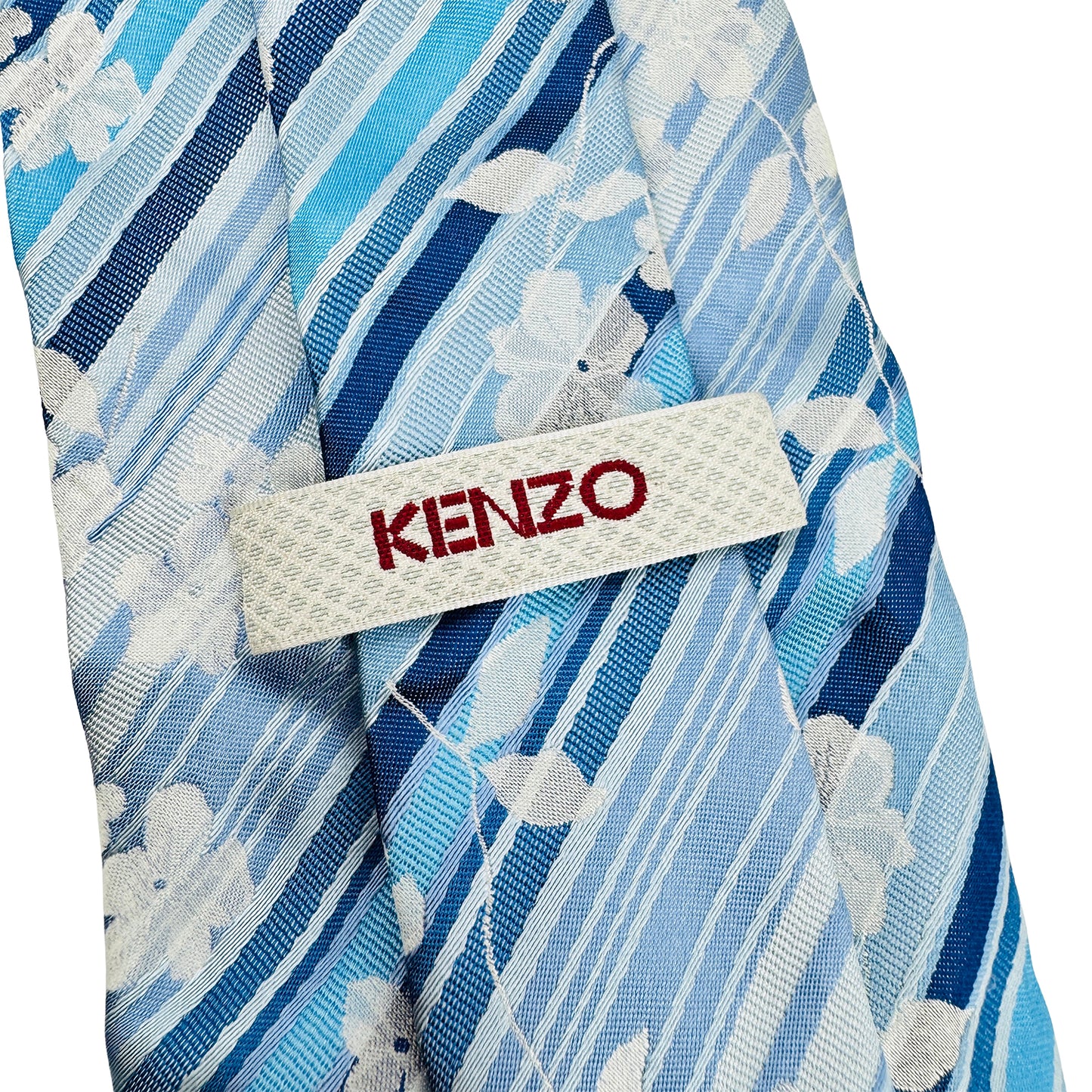 Kenzo Light Blue 'Striped Floral Pattern' Tie (Size Regular)