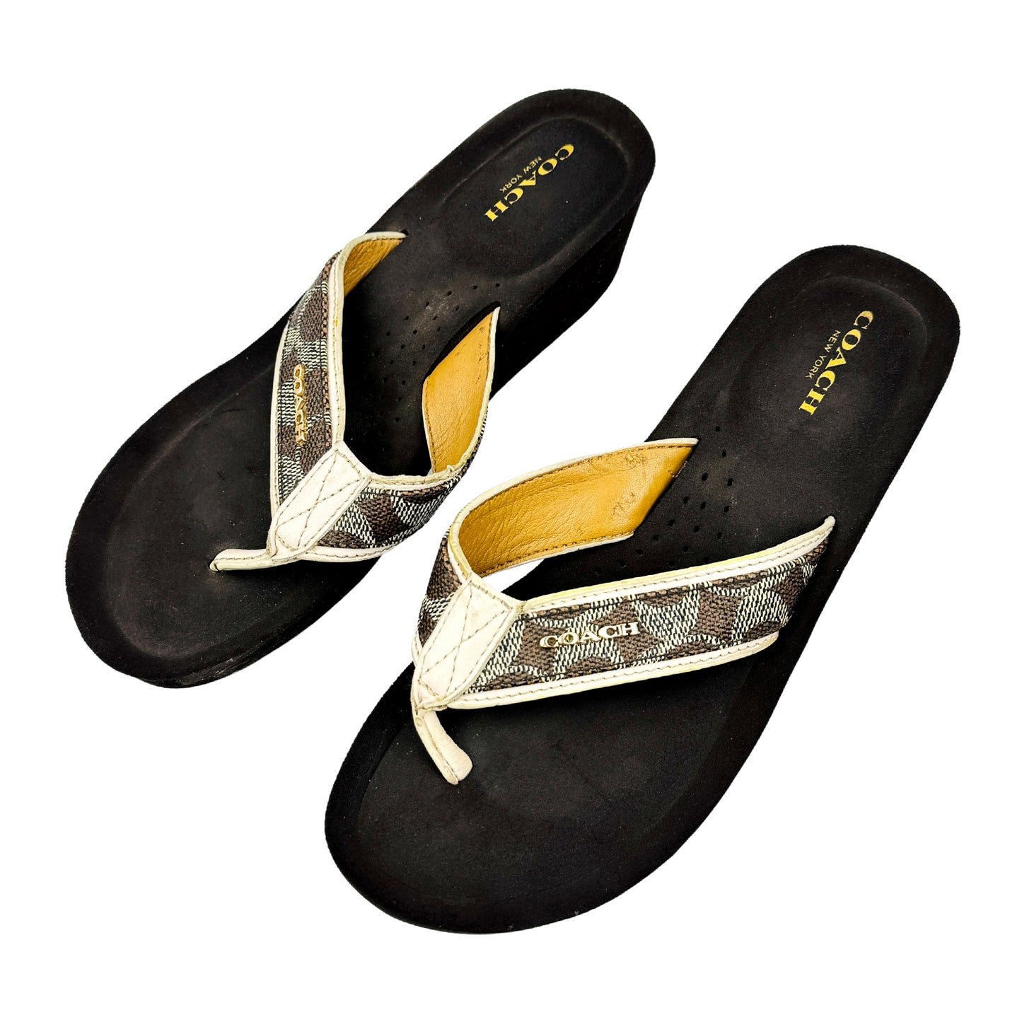 Coach Jolene Black Thong Flip Flops (Size 38)