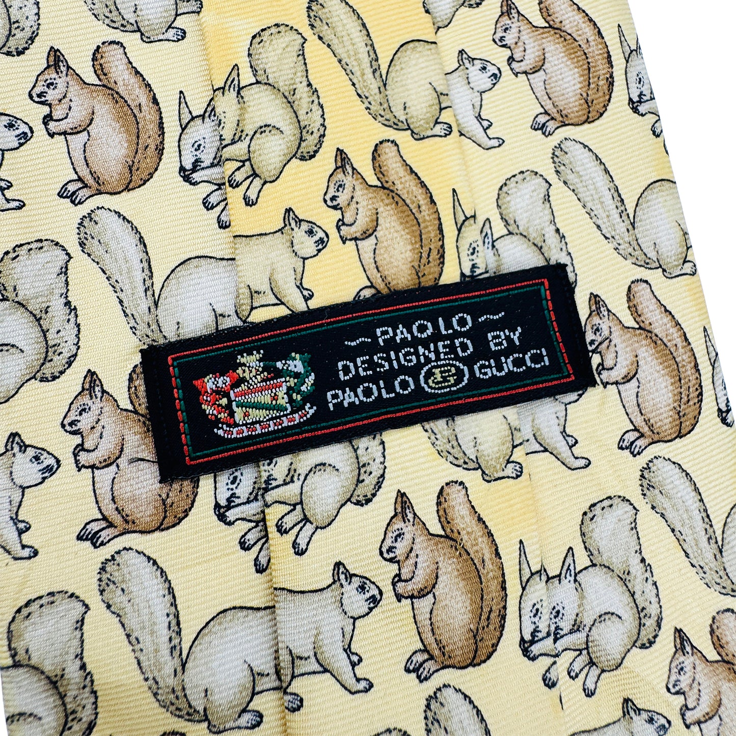 Paolo Gucci Light Yellow 'Squirrel Print' Tie (Size Regular)