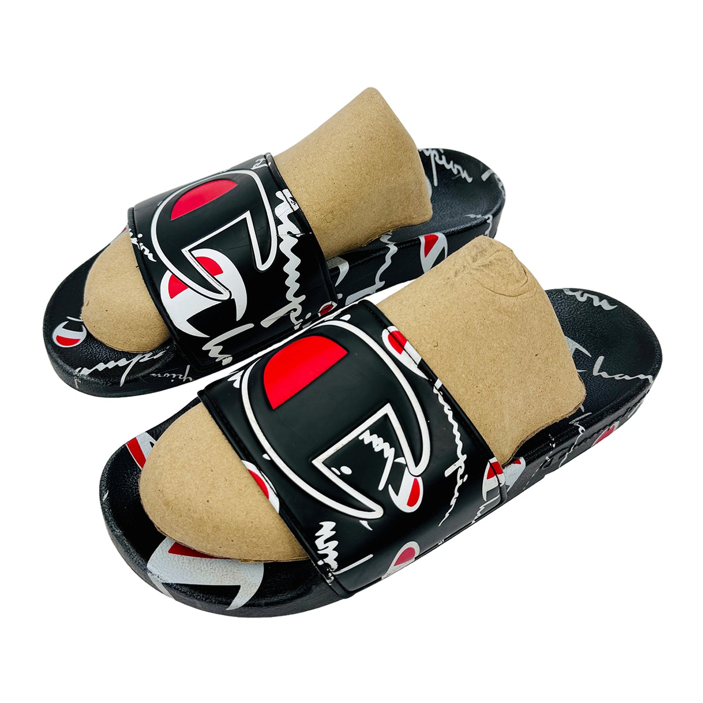 Left Side image of Champion IPO Warped Black Slides (Size 41) - CP101071