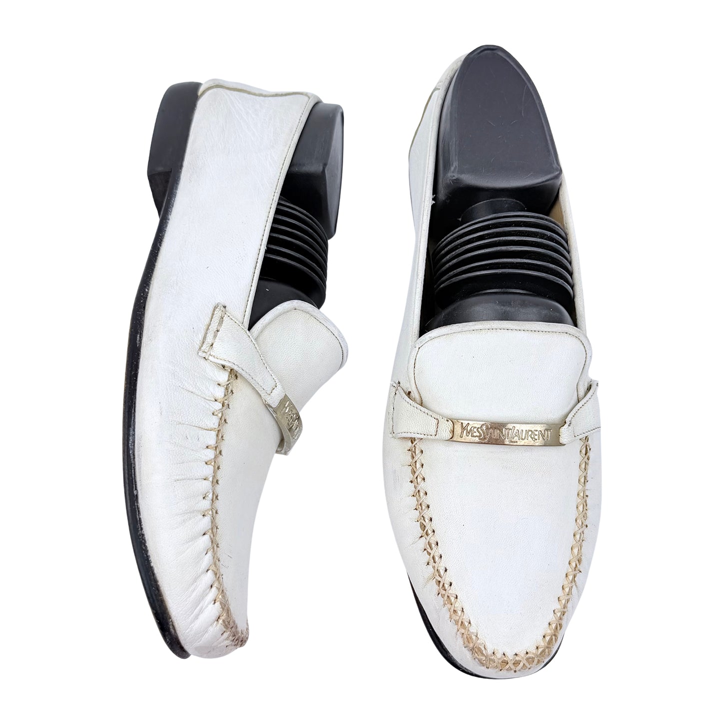Saint Laurent [YSL] White Leather Loafers (Size 38/38.5)