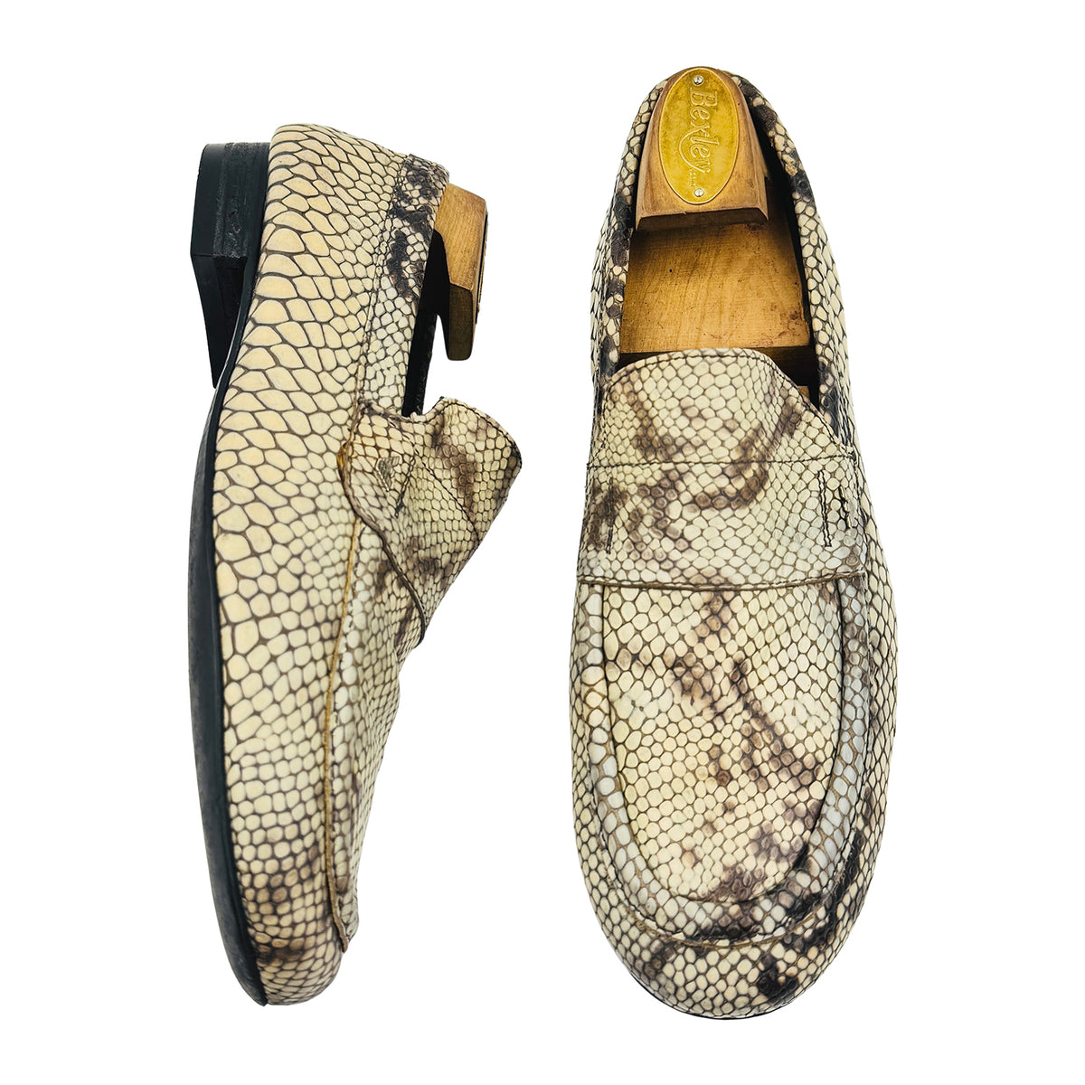 Emporio Armani Python Print Leather Loafers (Size 40)