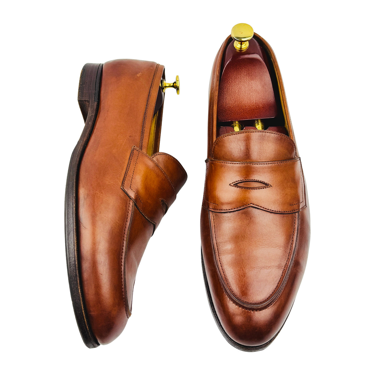 Edward Green Piccadilly 'Chestnut Antique' Leather Penny Loafers (Size 45)