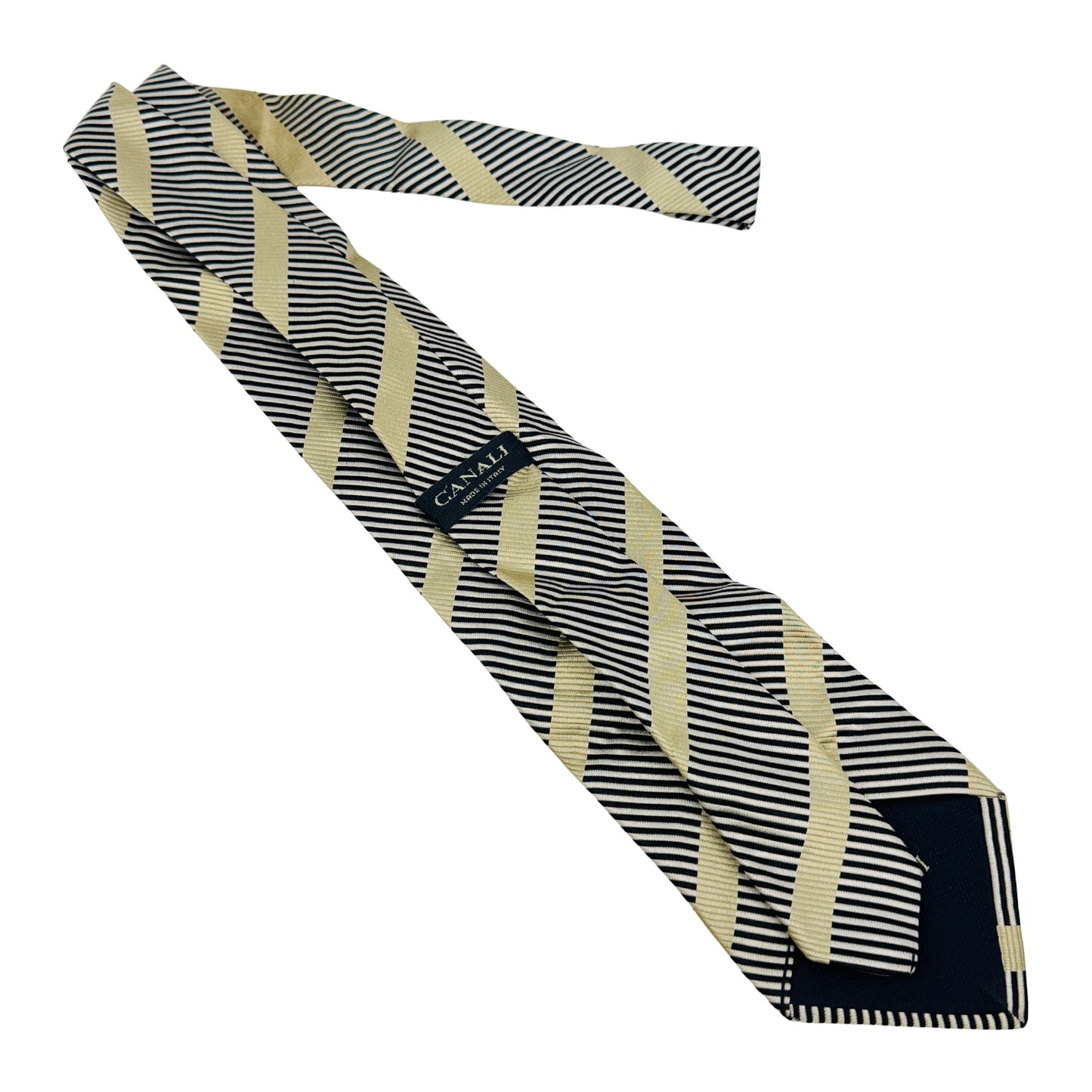 Canali Black 'Diagonal Stripes' Silk Tie (Size Regular)