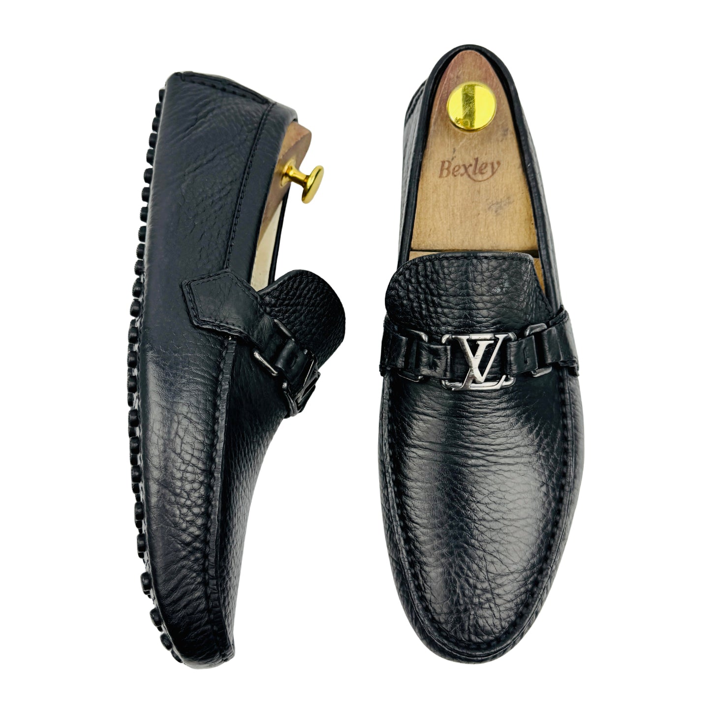 Louis Vuitton Hockenheim Black Grained Leather Loafers (Size 42.5)