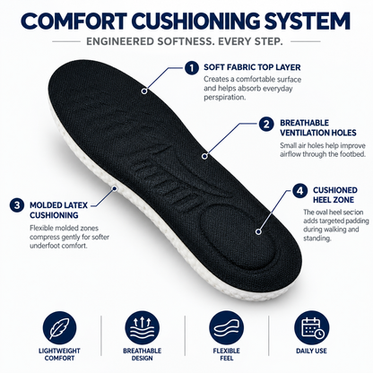 Breathable Latex Comfort Insole - White/Black
