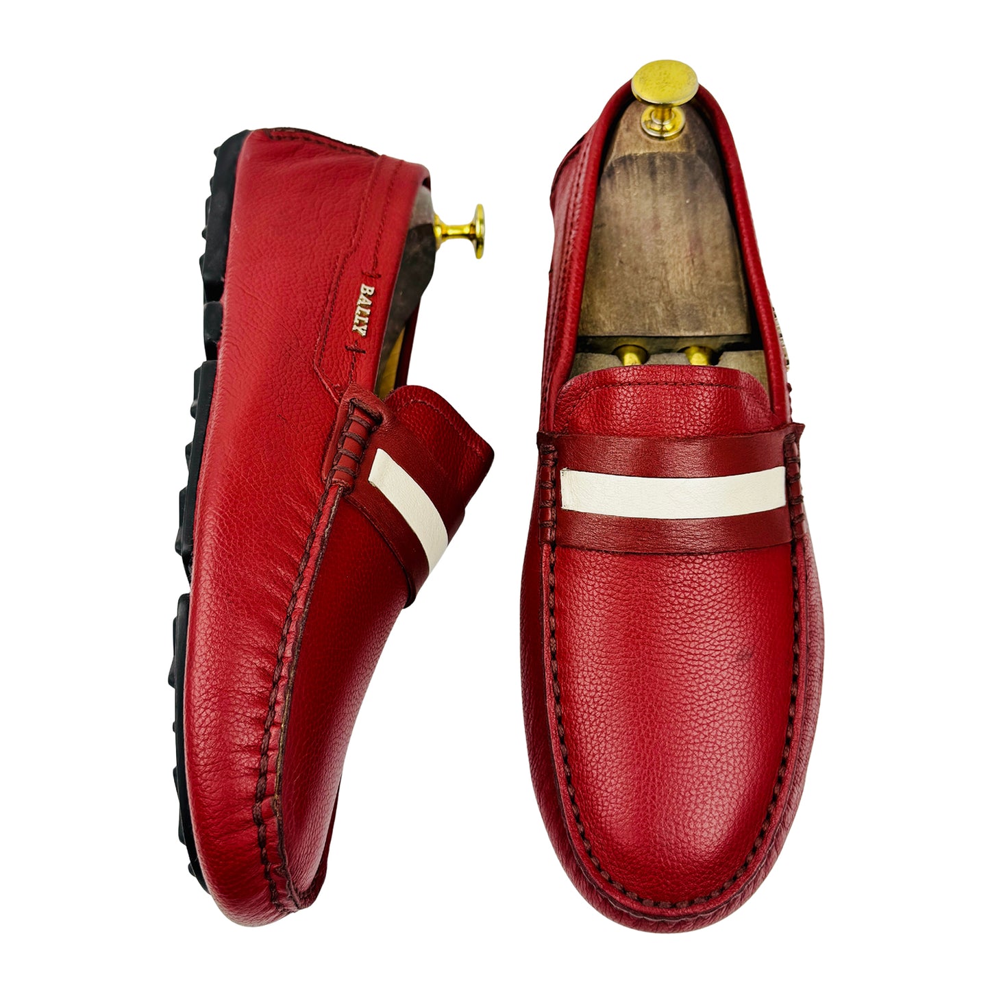 Bally Men's Red Leather Loafers (Size 41/41.5)