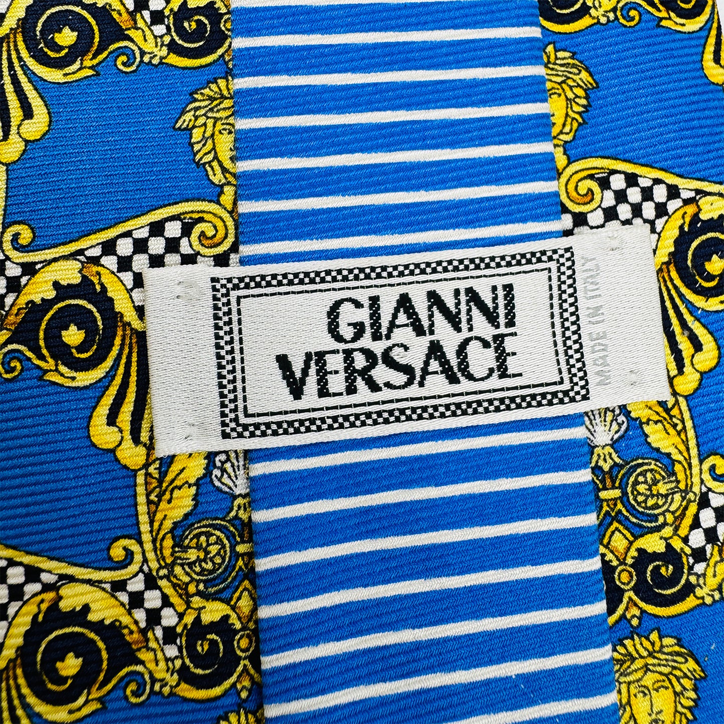 Gianni Versace Blue 'Baroque Print' Tie (Size Regular)
