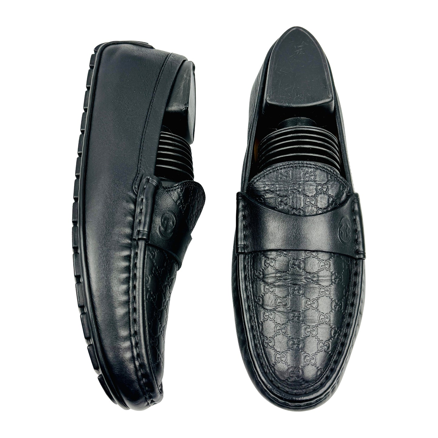 Gucci Black Guccissima Leather Driving Loafers (Size 38.5/39)