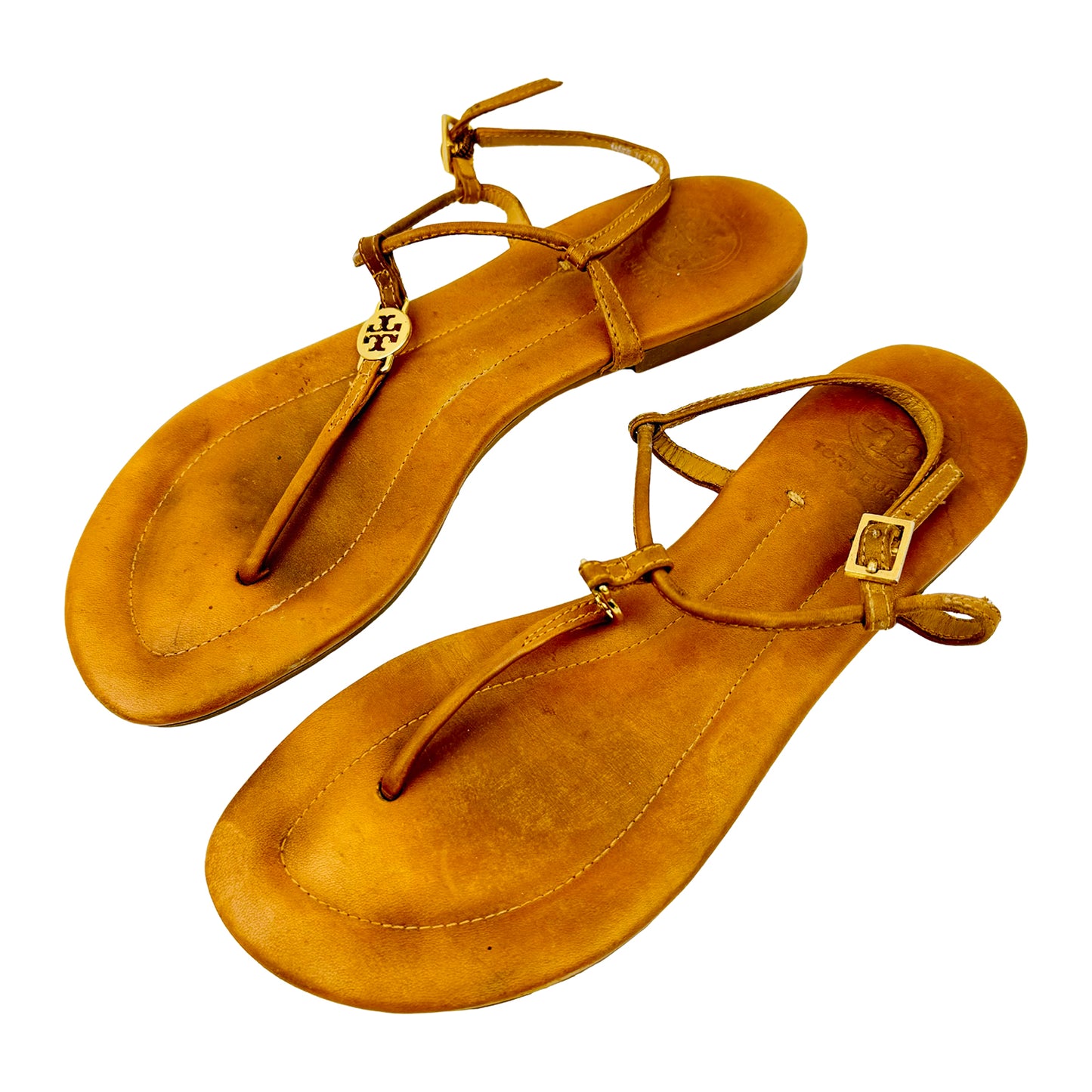 Tory Burch Emmy Leather Flat Sandals (Size 37/37.5)