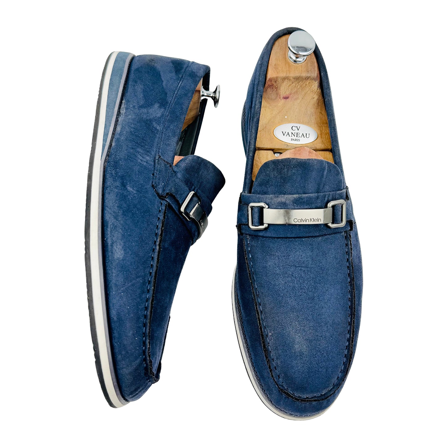 Calvin Klein Men's Blue Suede Loafers (Size 44)