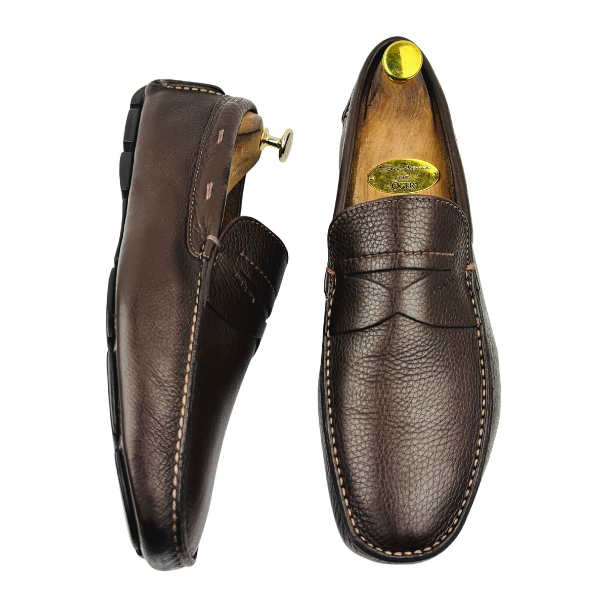 Prada Men's Dark Brown Leather Driving Loafers (Size 44)