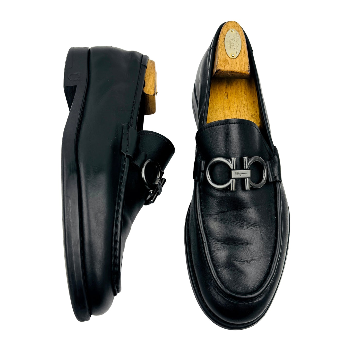 Salvatore Ferragamo Black Gancini Bit Leather Loafers (Size 43.5)