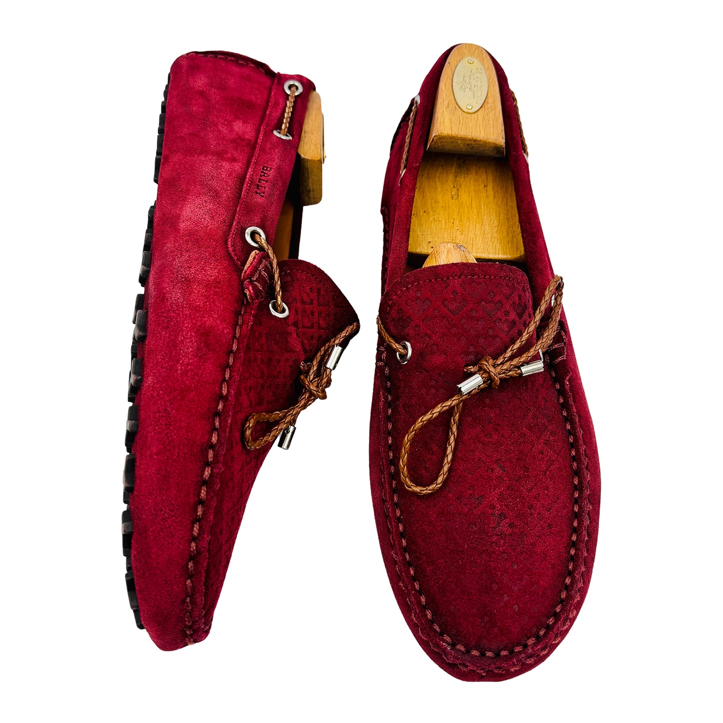 Bally Red Weilon Suede Driver Loafers (Size 44)