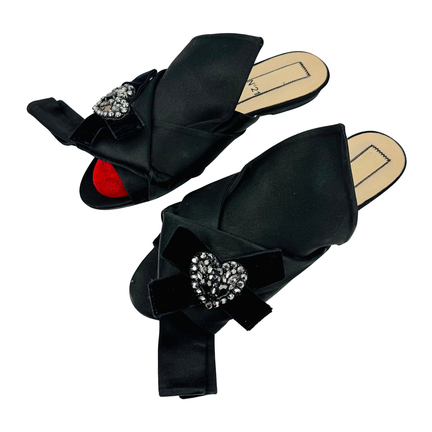 N21 Women's Black Satin Sandal Slides (Size 39)
