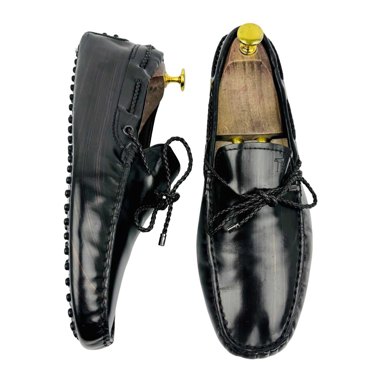 Tod's Brown Wooden Texture Patent Leather Loafers (Size 41/41.5)