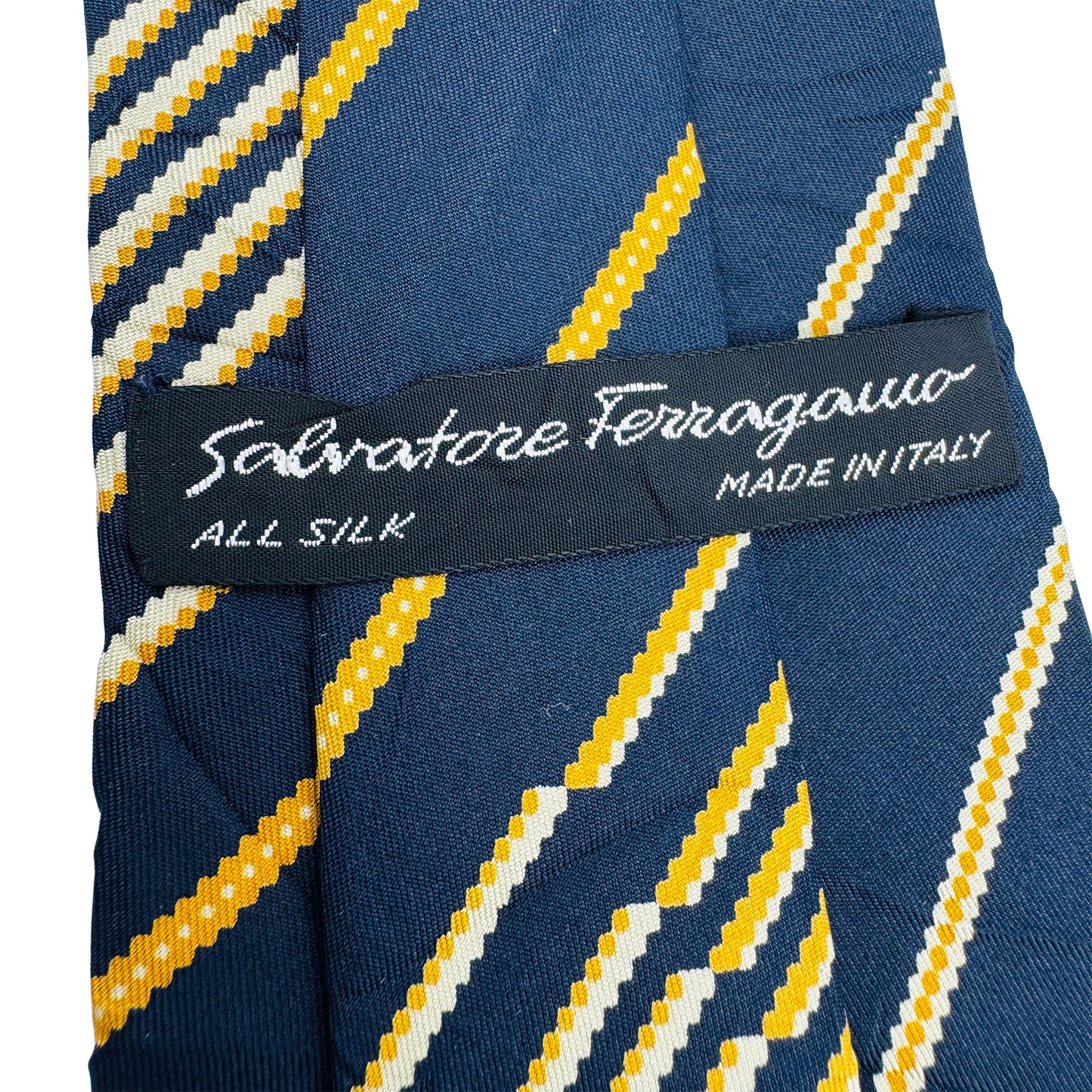Salvatore Ferragamo Navy Blue 'Diagonal Stripes' Tie (Size Regular)