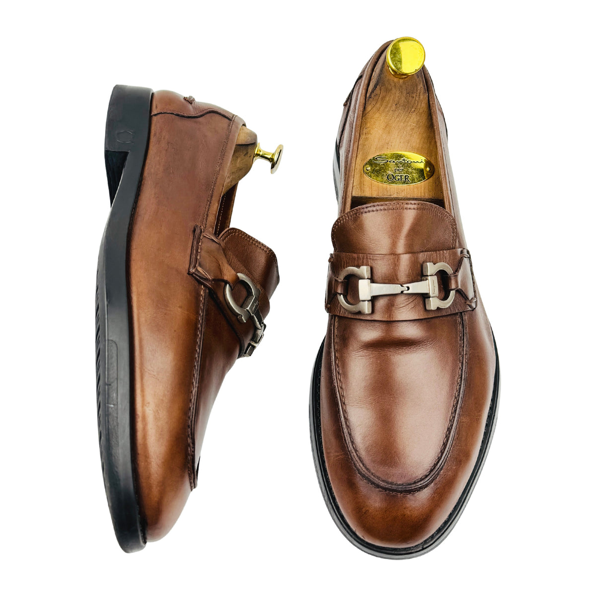 Salvatore Ferragamo Brown Gancini Bit Loafers (Size 44) - L0 70093