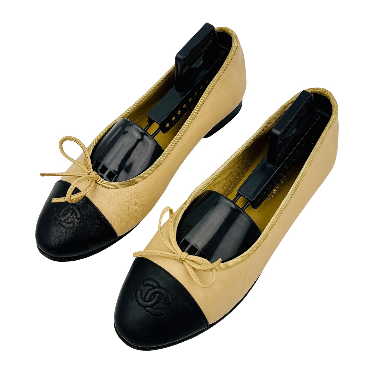 Chanel Women's 'Beige Black' Ballet Flats (Size 37)